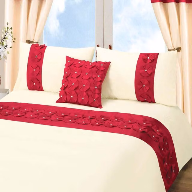 Intimates Red Floral Duvet Cover and Pillowcase Set