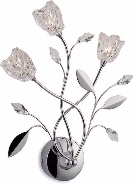 Netlighting Cindy 3 Light Indoor Wall Light in Chrome with Transparent Glass and G4 Bulbs