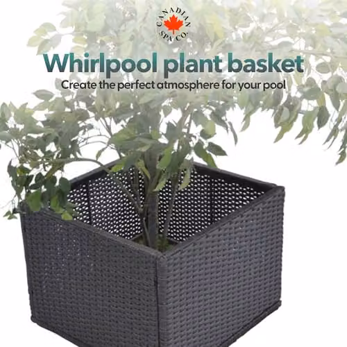 Canadian Spa Co. Large Brown Rattan Plant Basket for Square Spas and Hot Tubs, Weatherproof Wicker Weave Surround Furniture Collection – 5