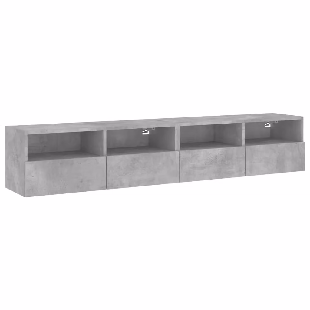 Berkfield Home Set of 2 Wall Mounted TV Cabinets in Concrete Grey, W/D/H: 80 x 30 x 30 cm – 2