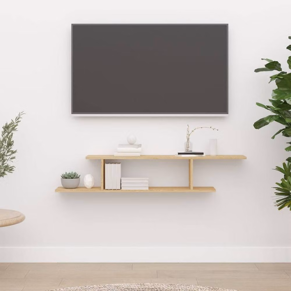 Berkfield Home Wall-Mounted TV Shelf in Sonoma Oak, W/D/H: 125 x 23 x 18 cm – 2