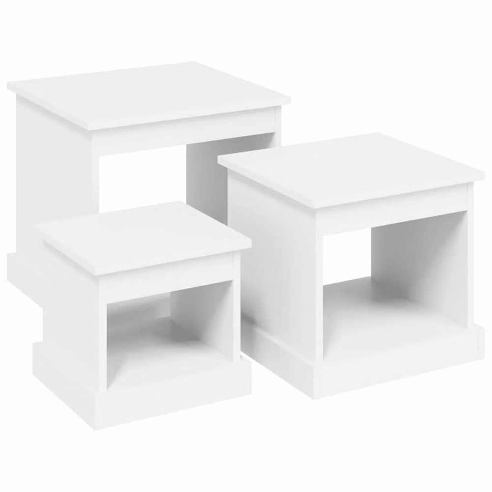 Berkfield Home Nesting Tables, 3 Piece Set in White Engineered Wood – 2