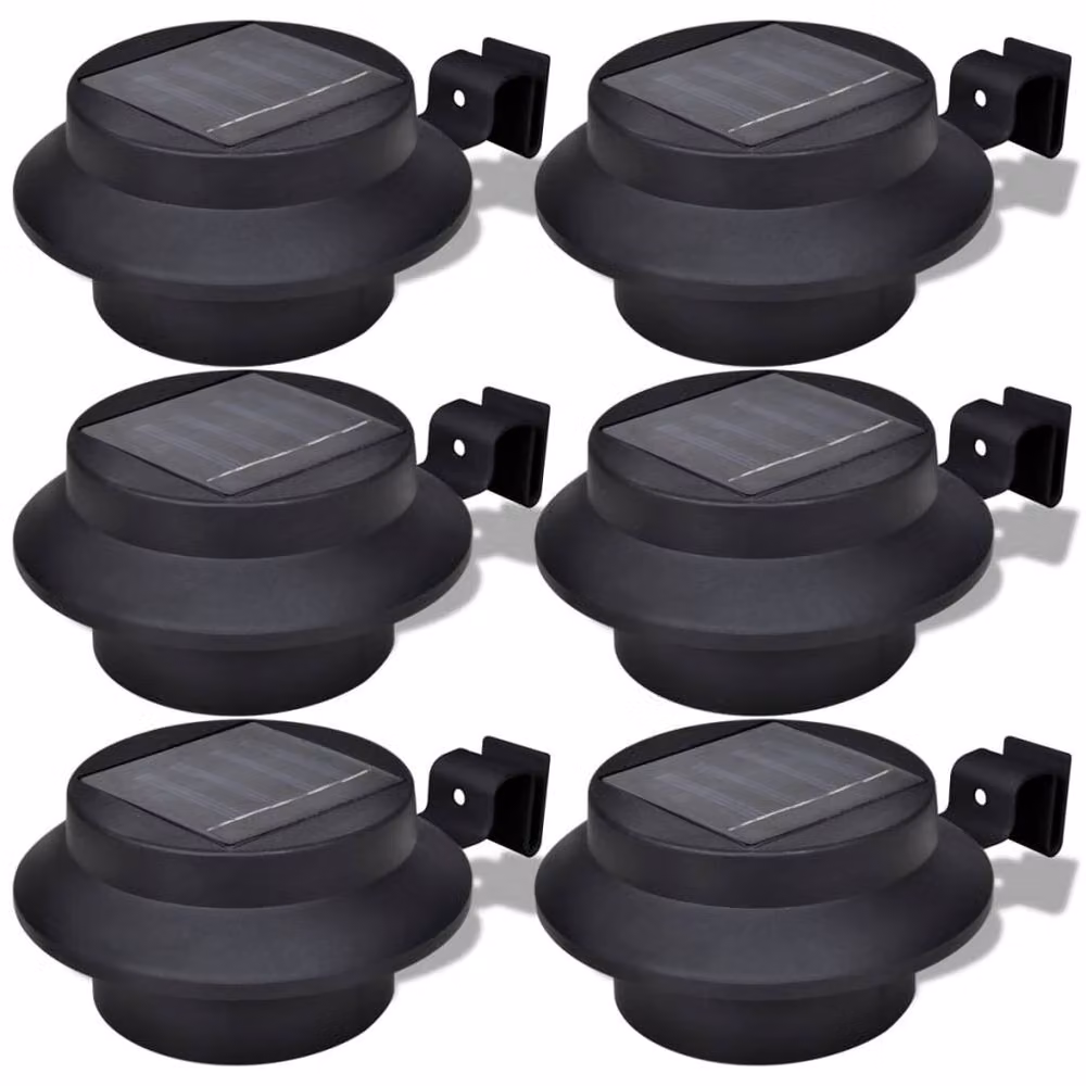 Berkfield Home 6 Piece Solar LED Outdoor Fence and Gutter Light Set in Black – 3
