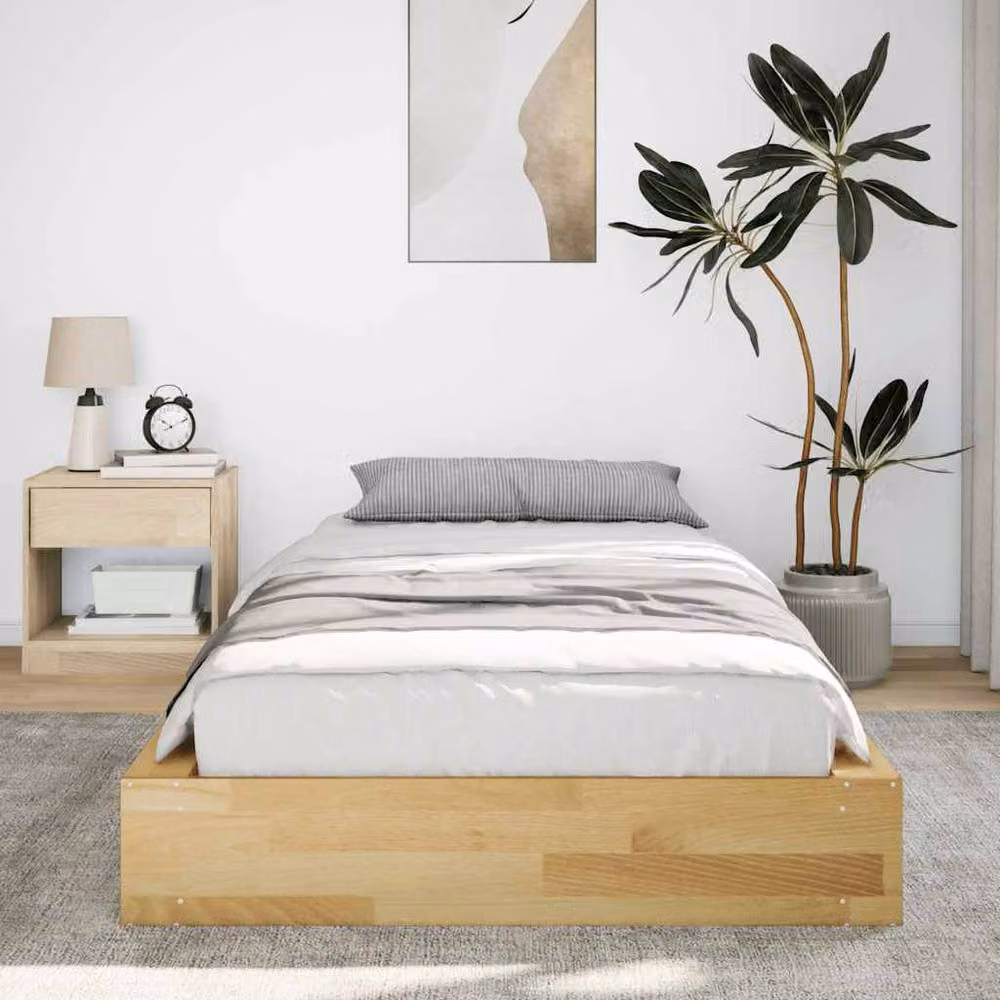 Berkfield Home Solid Wood Oak Bed Frame in Brown, W/D/H: 90 x 200 cm – 2