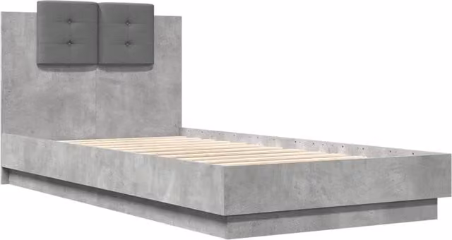 Berkfield Home Durable Upholstered Bed Frame with Under-Bed LED Lighting, Concrete Grey, W/D/H: 80 x 190 cm – 1