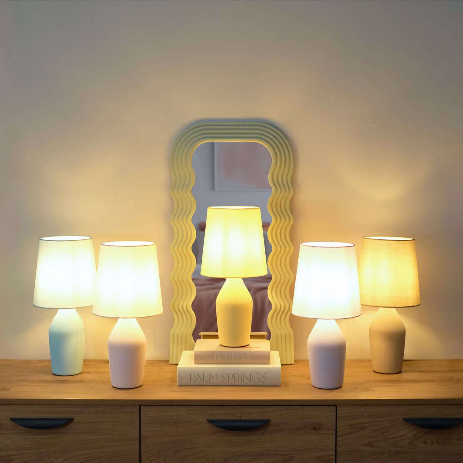 ValueLights Arlo Compact Ceramic Table Lamp with Grey Fabric Shade, H 36.5 x W 18.0 cm – 4