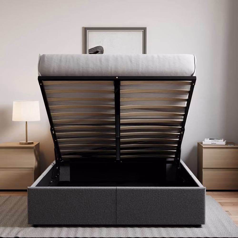 HD Designs Veronica King Size Ottoman Bed in Dark Grey Velvet Fabric, W/D/H: 180 x 200 cm – 4