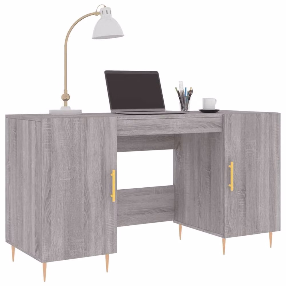 Berkfield Grey Sonoma Writing Desk with Gold Accents, W/D/H: 140 x 50 x 75 cm – 3