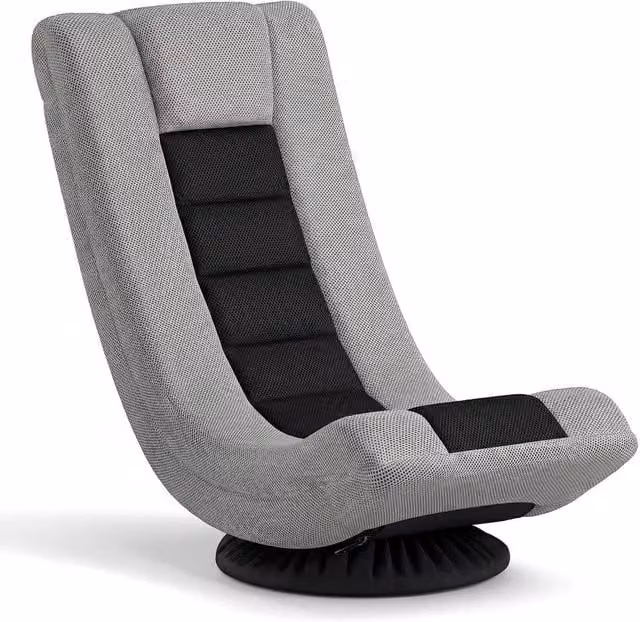 Kelvenix Grey Fabric Sponge Padded Lazy Lounge Chair with 360 Degree Swivel and Metal Frame