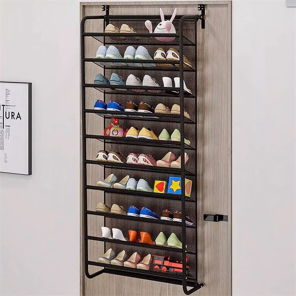 SPETLEK Wall Hanging Shoe Rack Organizer, 30 Pairs Capacity, Black Metal – 5
