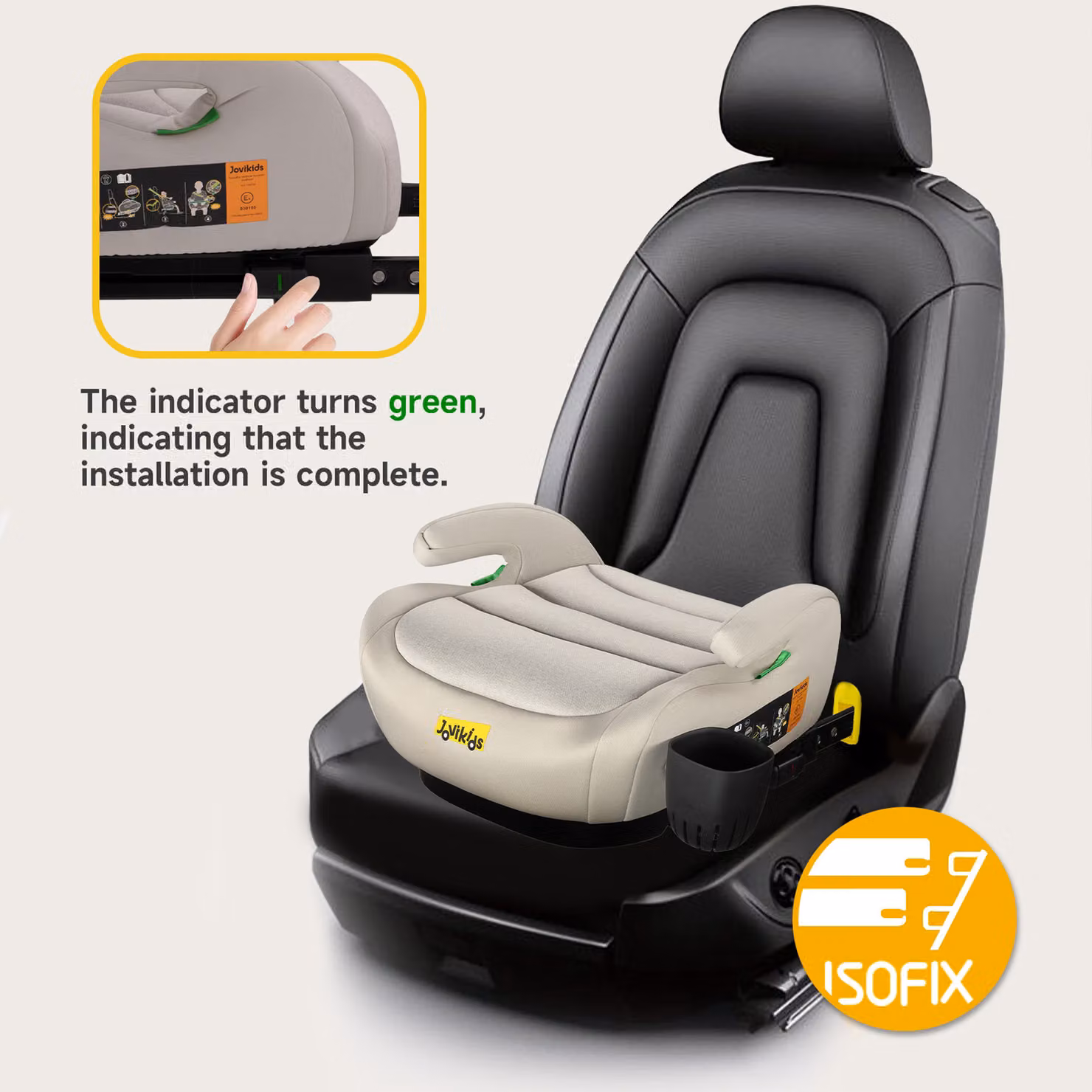 Aosom UK Grey ISOFIX Car Booster Seat with ECE R129 i-Size and Cup Holder, W/D/H: 42 x 40 x 17 cm – 4