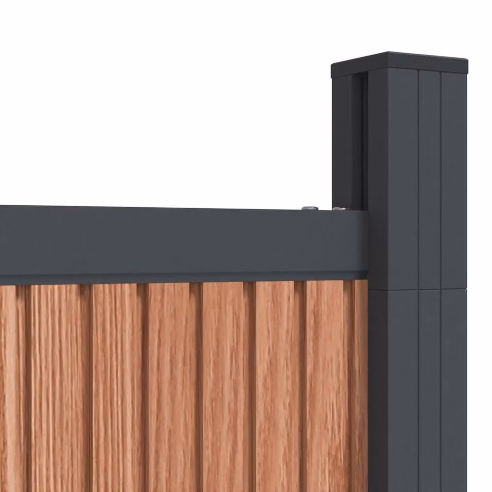 Berkfield Home Brown WPC and Aluminium Opaque Fence Panel, W: 872 cm, H: 186 cm – 3