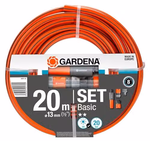 Gardena Hose with Connection Set, 1/2 inch, 20m, Orange