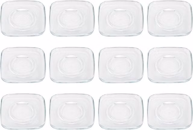 LAV Transparent Glass Cappuccino Saucers, Pack of 12, Diameter: 16.5 cm, Yellow