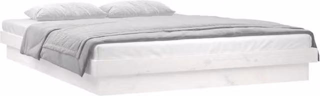 Berkfield Home Solid Wood Small Double LED Bed Frame in White with Under-Bed Lighting and USB Charging Port, W/D/H: 120 x 200 cm – 1