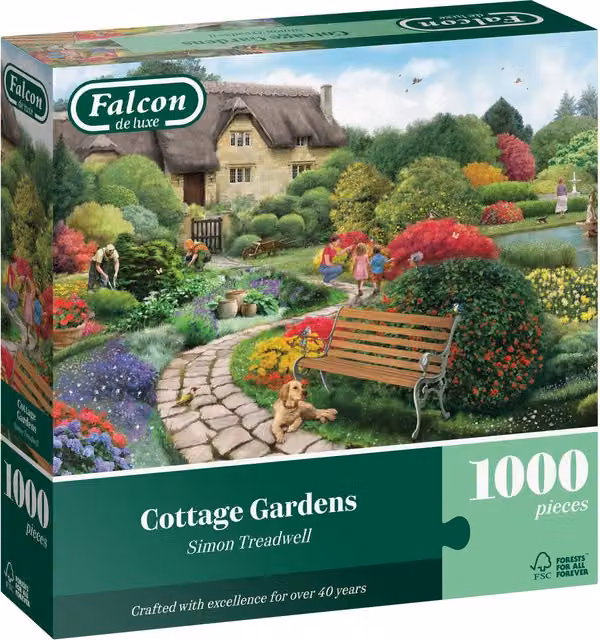 Falcon de Luxe Cottage Gardens 1000 Piece Jigsaw Puzzle in Multicolour and Yellow