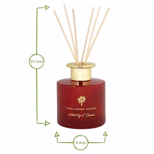 Nicola Spring Wild Fig & Cassis Scented Candle and Reed Diffuser Set in Red, 130g Soy Wax Candle and 200ml Diffuser – 2
