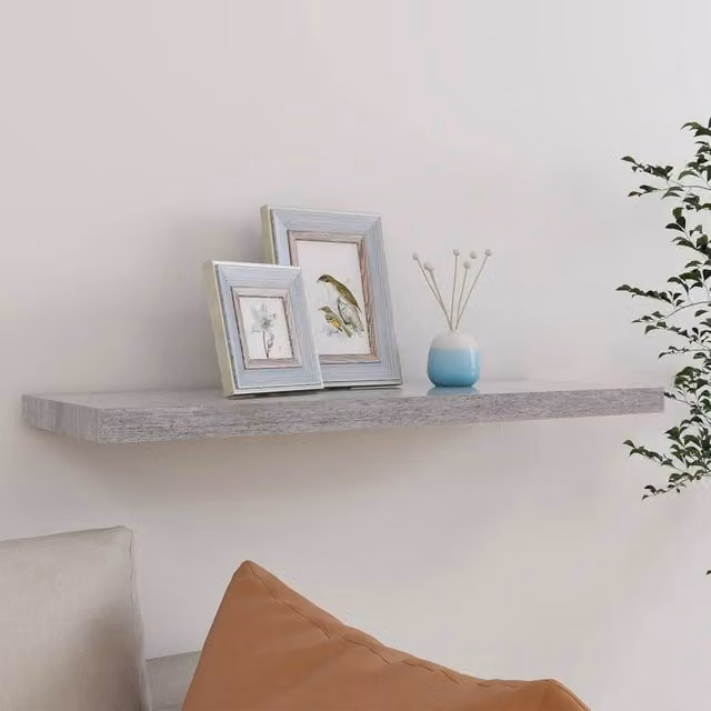 Berkfield Home Floating Wall Shelf in Concrete Grey, W: 80 cm, D: 23.5 cm, H: 3.8 cm