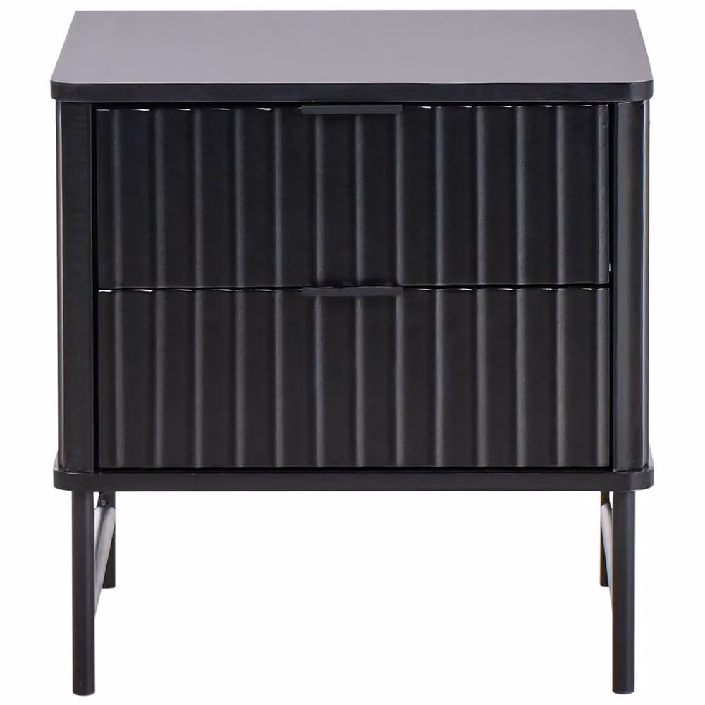 Wyld and Coco Modern Black Lacquered Wall-Mounted Bedroom Nightstand with Drawers – 4