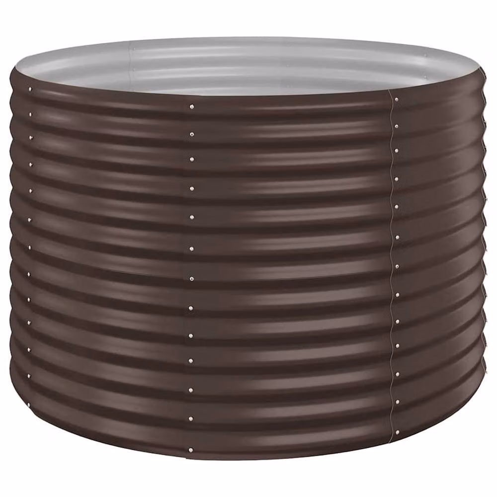 Berkfield Home Garden Brown Powder-coated Steel Raised Bed W/D/H: 100 x 100 x 68 cm – 3