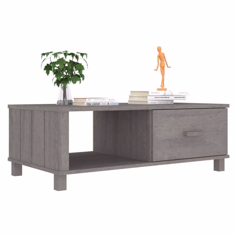 Berkfield Home HAMAR Coffee Table, Light Grey Solid Pine Wood, W/D/H: 100 x 55 x 35 cm – 3