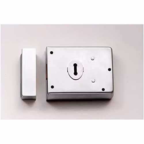 Loops Traditional Contract Rim Deadlock Satin Chrome Door Latch W: 102 mm, H: 76 mm