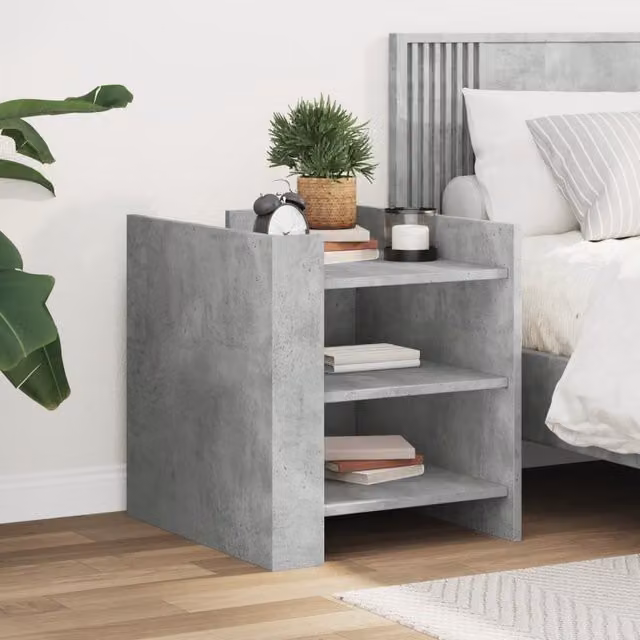 Berkfield Home Bedside Cabinet in Concrete Grey, W/D/H: 45 x 50 x 50 cm – 1