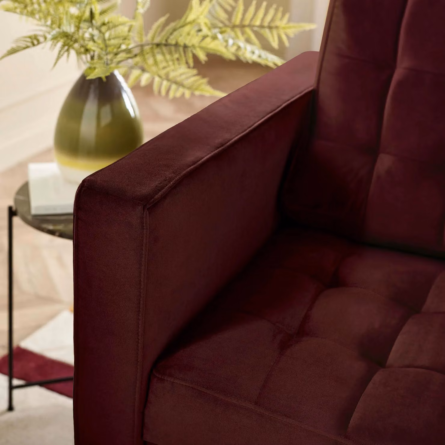 FurnitureboxUK Jade 2-Seater Soft Touch Velvet Sofa with Solid Wood Frame in Maroon – 3