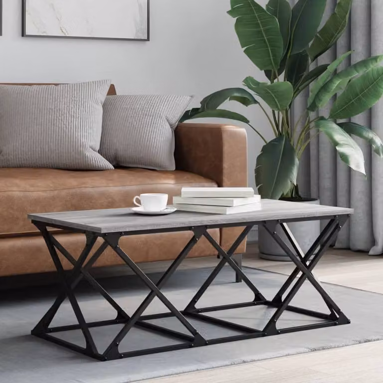 Berkfield Home Grey Sonoma Decorative Coffee Table in Engineered Wood W/D/H: 100 x 49 x 40 cm