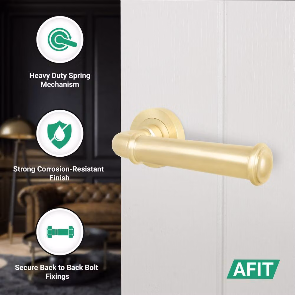 AFIT Satin Brass Internal Door Handle and Latch Set in Gold – 2