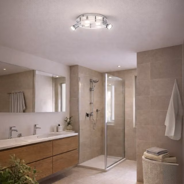 Eglo Cabo C LED Wall or Ceiling Light with Remote Control, RGBW, Silver and Chrome