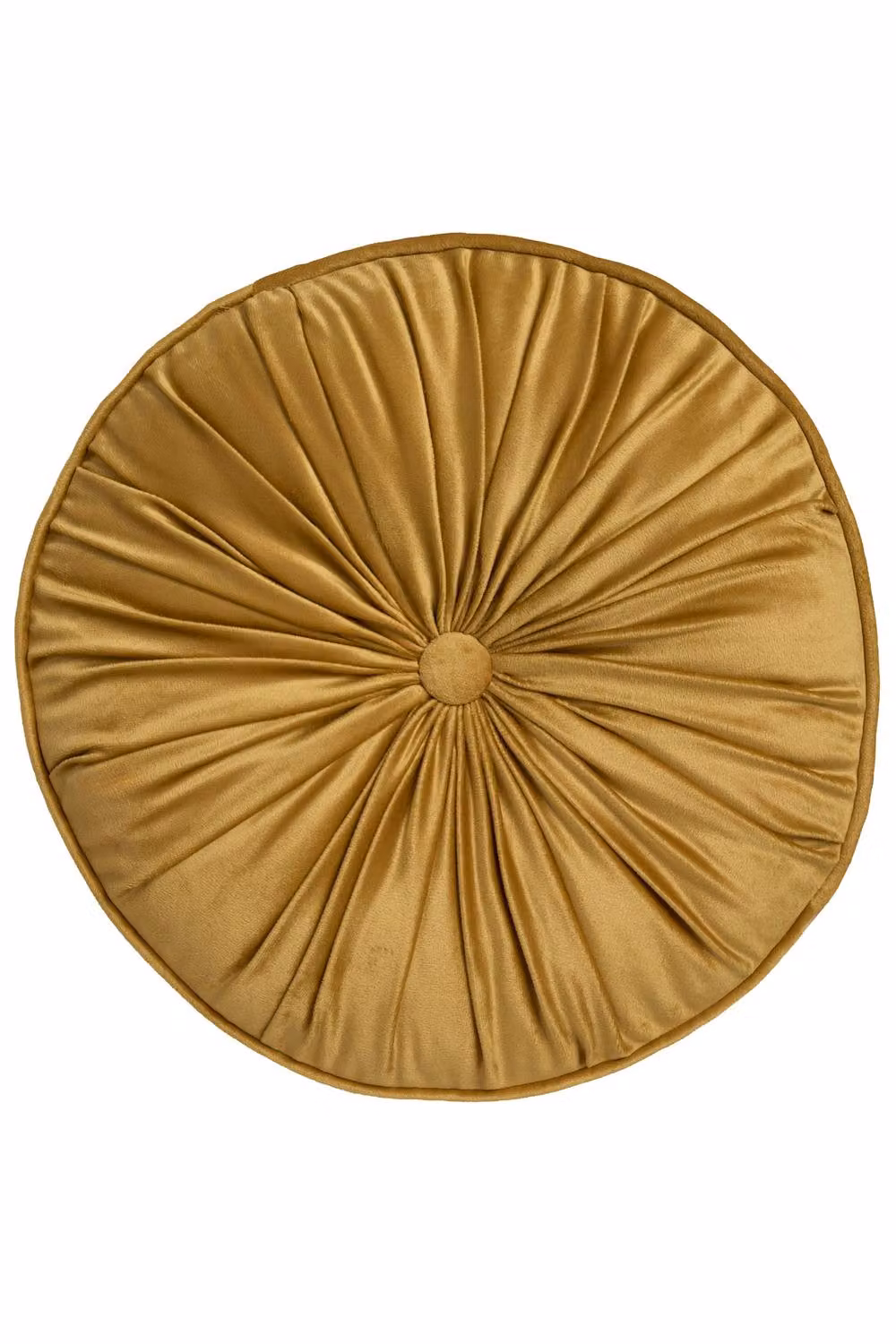 House of Llewelyn-Bowen Round Pleat Velvet Cushion in Yellow, Diameter: 40 cm – 2