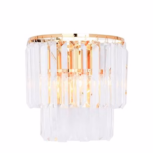 Netlighting Amedeo Wall Lamp in Gold and Transparent Glass with 2x E14 Bulbs