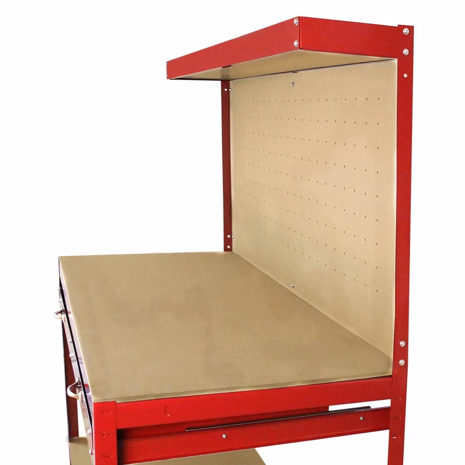 Monstershop Workbench with Pegboard and Drawer in Red, W: 120 cm, D: 60 cm, H: 200 cm – 5