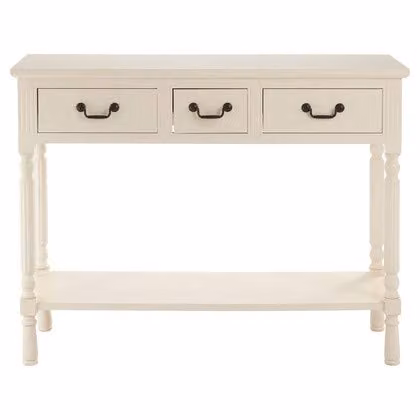 Premier Housewares Heritage 3 Drawer Console Table in White, W: 81 cm, D: 36 cm, H: 106 cm