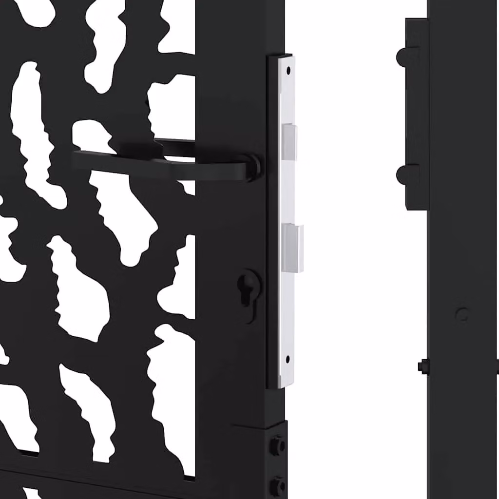Berkfield Black Steel Garden Gate with Trace Design, W: 105 cm, H: 155 cm – 5