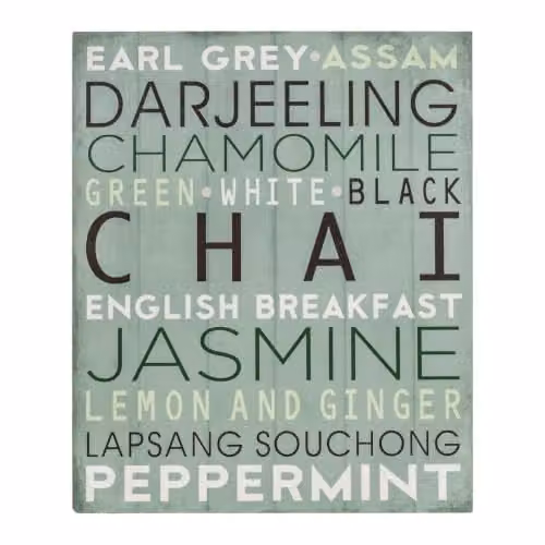 Orsina Chai Wall Plaque, Rustic Wood Typography Sign in Blue and Multicolour – 1