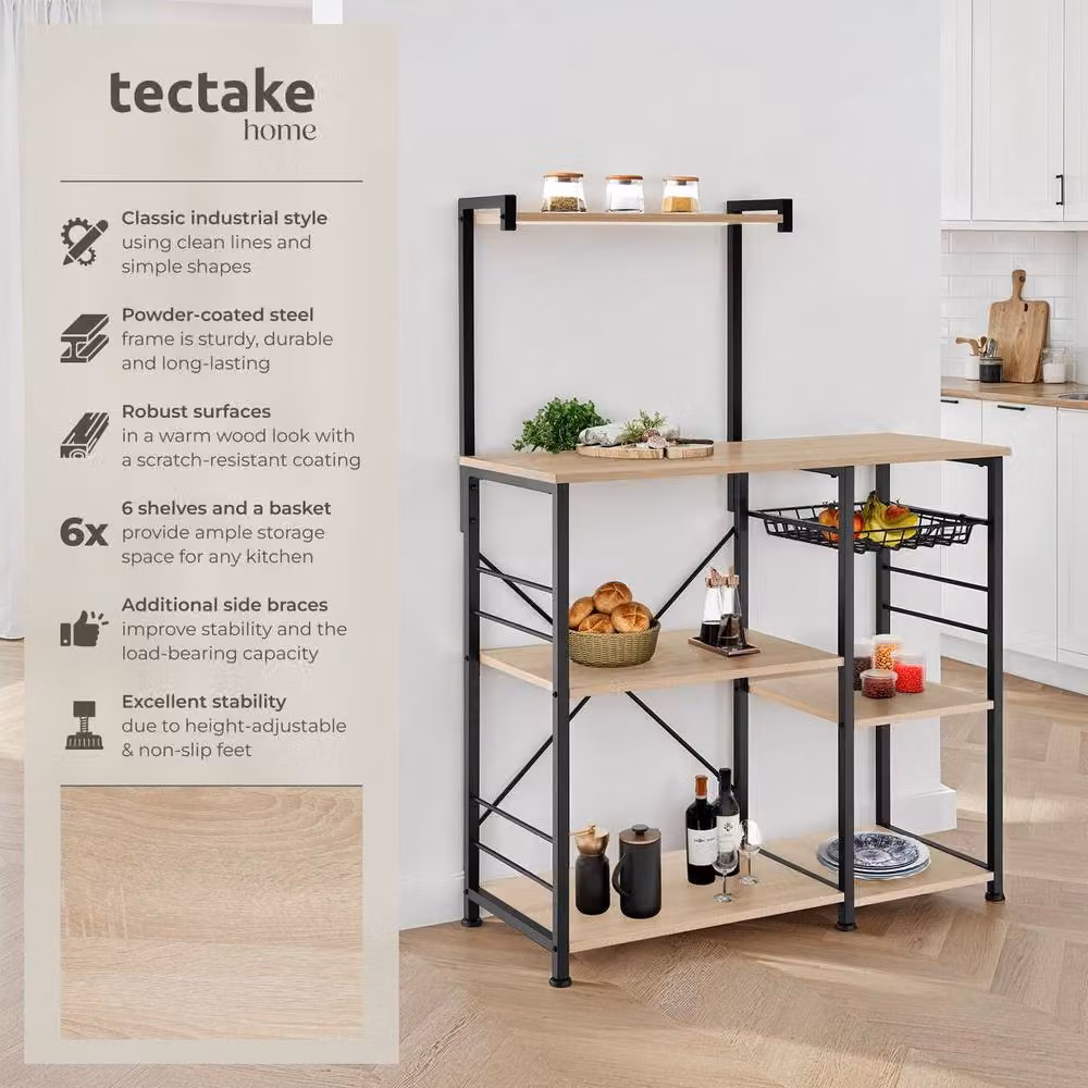 tectake Crawley Shelving Unit in Light Brown with Adjustable Shelves – 2
