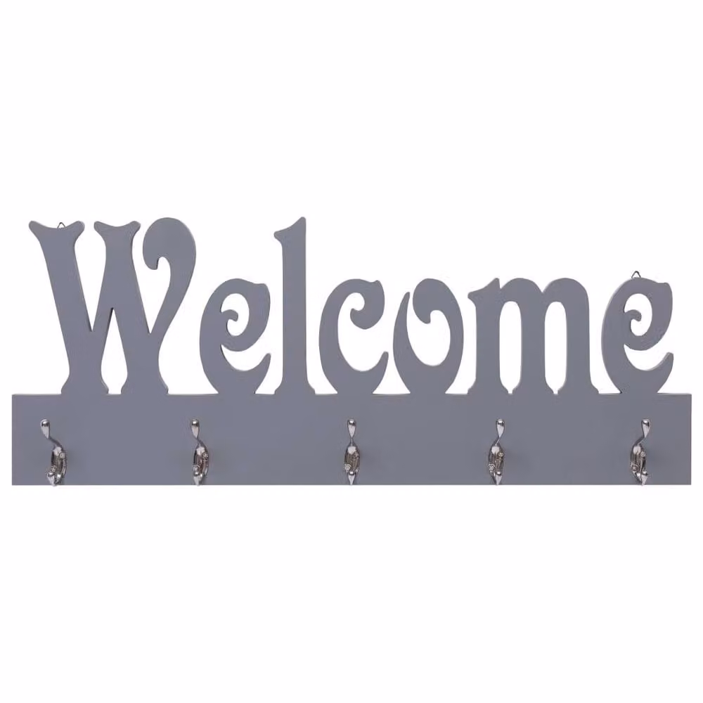 Berkfield Home Welcome Wall Mounted Coat Rack, Grey, W: 74 cm, D: 29.5 cm – 2