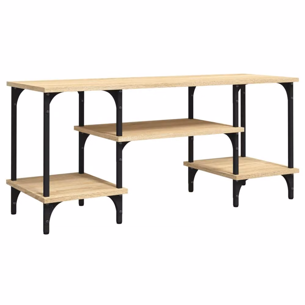Berkfield Home TV Cabinet in Sonoma Oak and Beige, W/D/H: 102 x 35 x 45.5 cm – 2