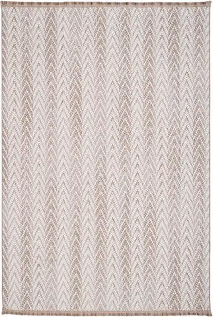 The Rug House Geometric Chevron Fringed Rug in Beige, W: 170 cm, D: 120 cm