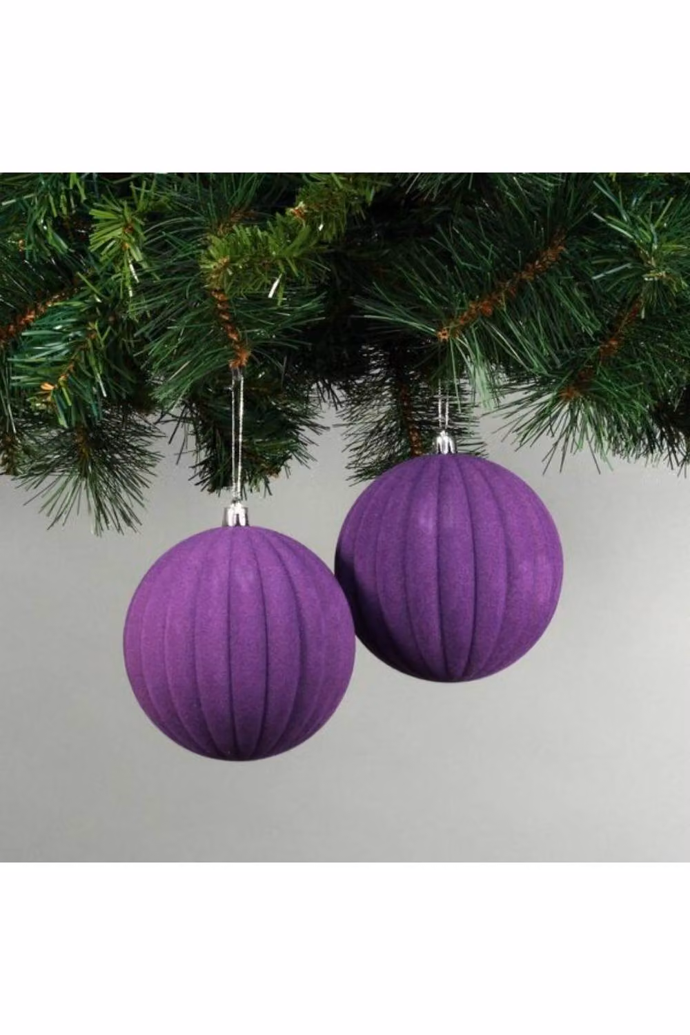 KDMD Set of 4 Purple Velvet Watermelon Christmas Baubles, Diameter: 10 cm – 2