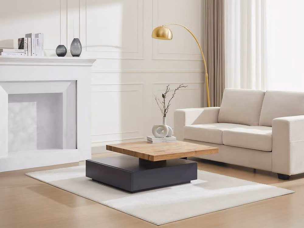 Vente-unique Anthracite and Grey MDF Coffee Table with One Drawer and Swivelling Tray, W/D/H: 80 x 50 x 42 cm – 3
