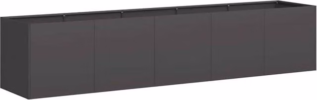 Berkfield Home Black Steel Planter Tub W/D/H: 200 x 40 x 40 cm