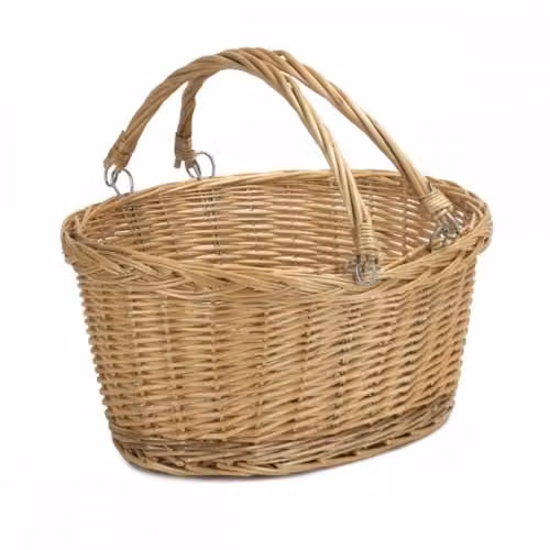 Red Hamper Wicker Shopping Basket with Swing Handle, Brown and Red, W: 41 cm, D: 18 cm, H: 30 cm