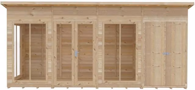 Shires Lela 16x6 Summerhouse with Storage in Light Brown, W476 x D185.8 x H228.4 cm – 1