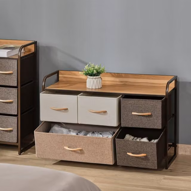 HOMCOM Multicoloured Modern Freestanding Metal Drawer Dresser Tower Unit for Clothes Storage