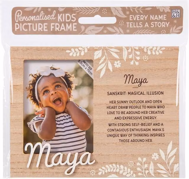 History & Heraldry Maya Pre-personalised Child's Floral Picture Frame, Brown, W: 8.5 cm, H: 11 cm – 1