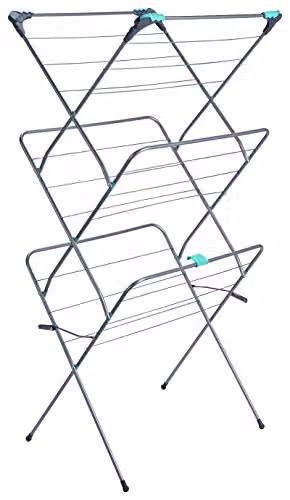 Addis 3 Tier Metal Airer with Hooks in Grey and Silver – 1