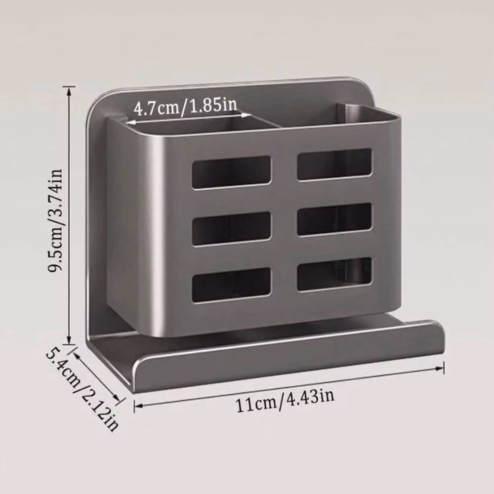 KORVIXA Grey Wall Mounted Ventilated Toothbrush Holder in Aluminium and Plastic – 2